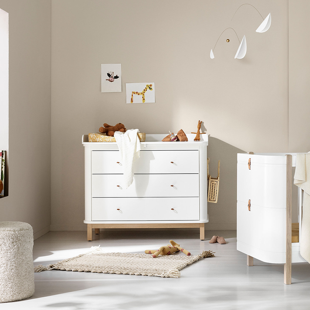 Oliver Furniture  Wood Kommode mit 3 Schubladen Weiss/Eiche