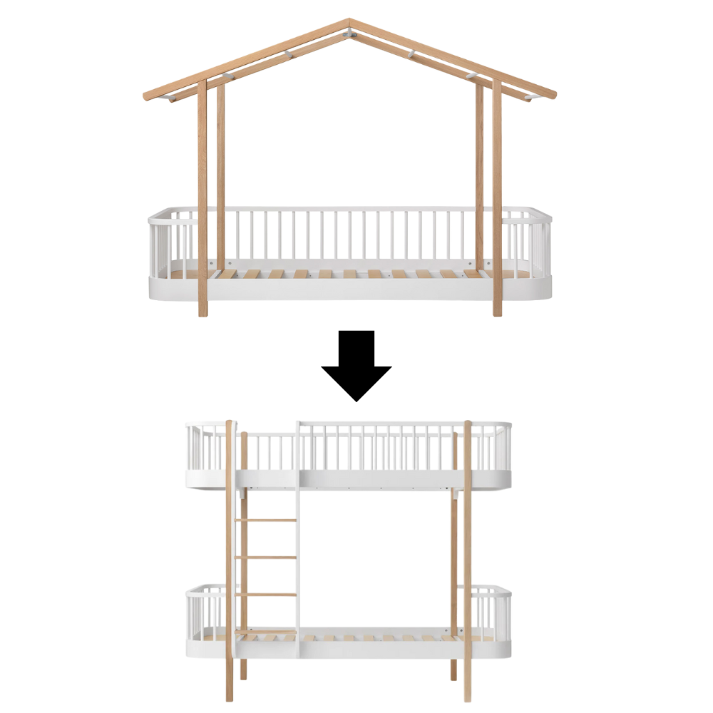 Oliver Furniture  Umbauset Original Hausbett zum Original Etagenbett Weiss/Eiche