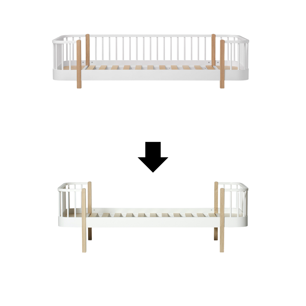 Oliver Furniture  Umbauset Original Bodenbett zum Einzelbett Weiss/Eiche