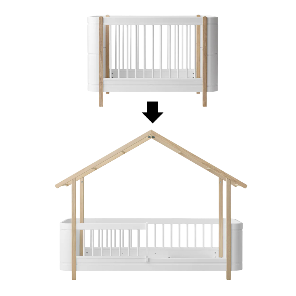 Oliver Furniture Conversion Kit Wood Mini+ Cot to Wood Mini+ House Bed Oak/White