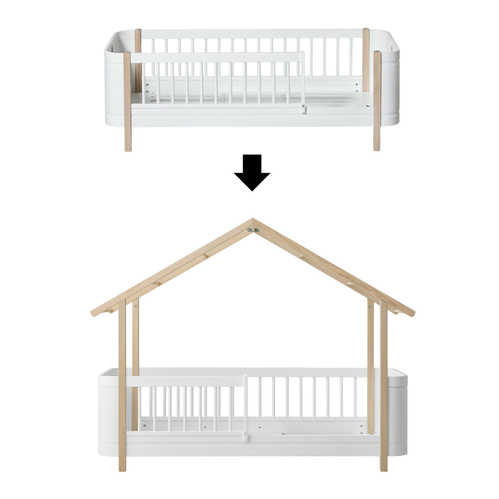 Oliver Furniture  Umbauset Wood Mini+ Juniorbett zum Wood Mini+ Hausbett Eiche/Weiss