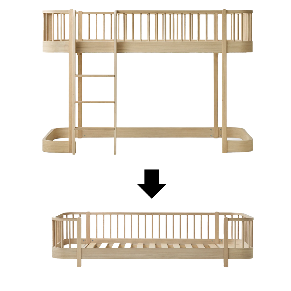 Oliver Furniture  Umbauset Wood Original Halbhohes Hochbett zum Bodenbett Eiche