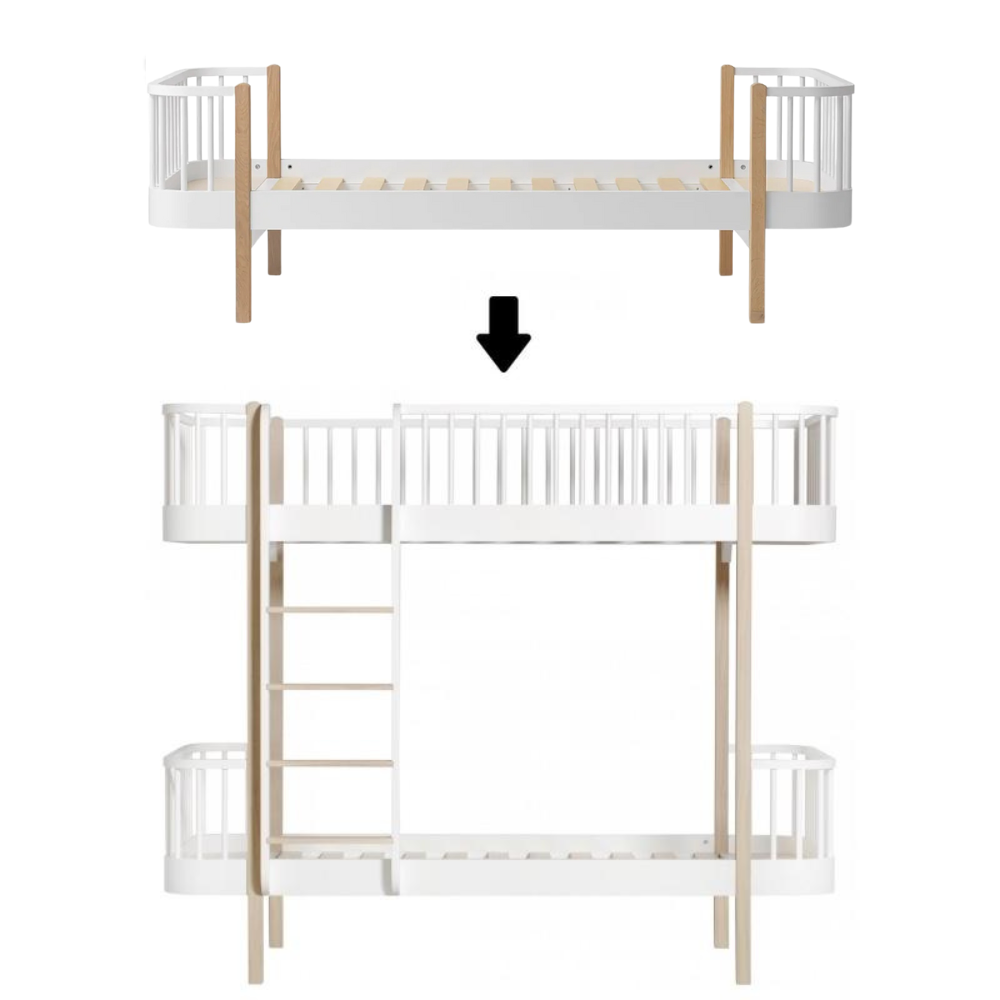 Oliver Furniture  Umbauset Wood Einzelbett zum Etagenbett  Weiss/Eiche