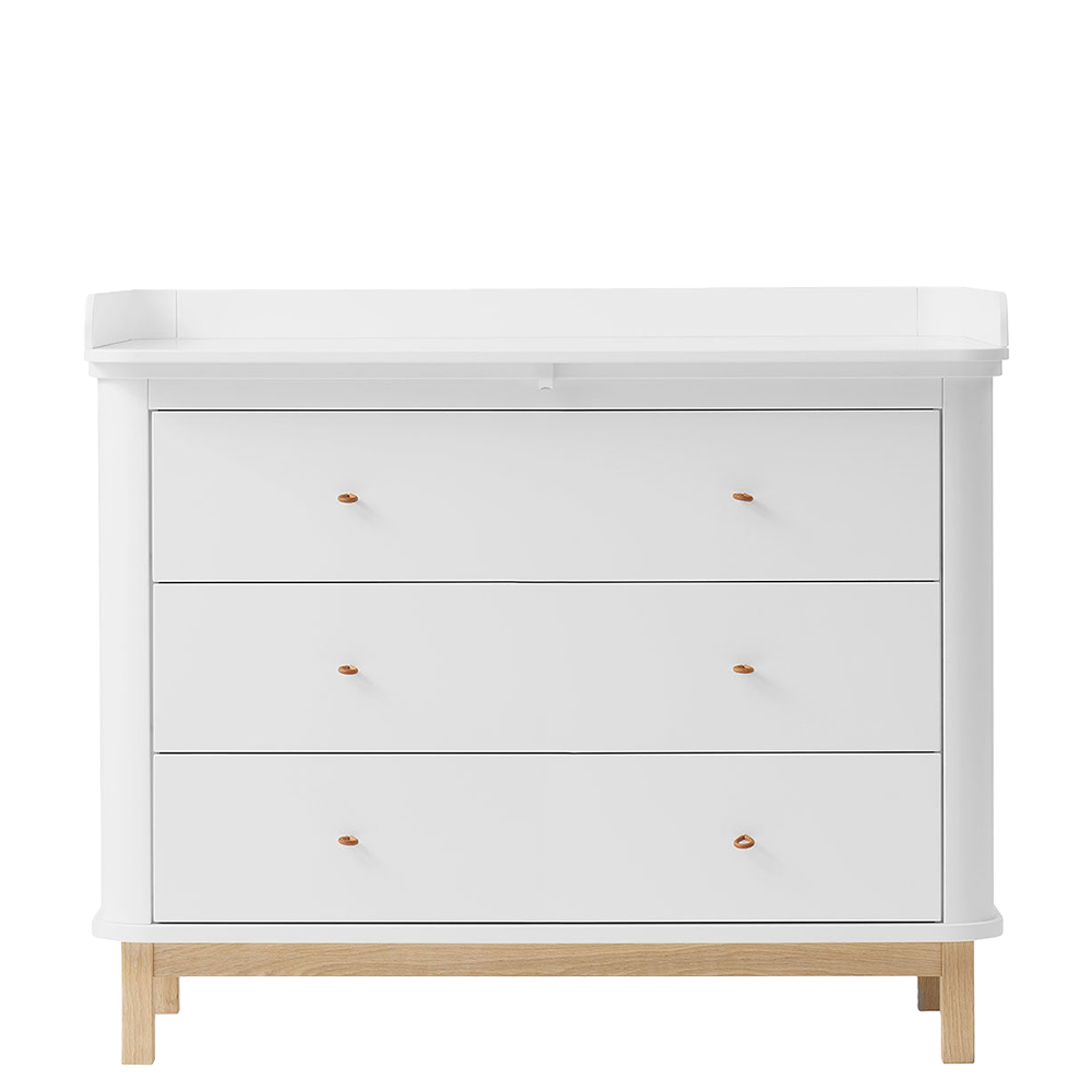 Oliver Furniture  Wood Wickelkommode mit 3 Schubladen Weiss/Eiche