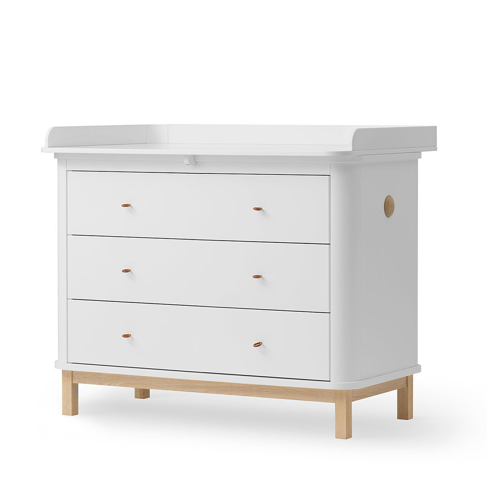 Oliver Furniture  Wood Wickelkommode mit 3 Schubladen Weiss/Eiche