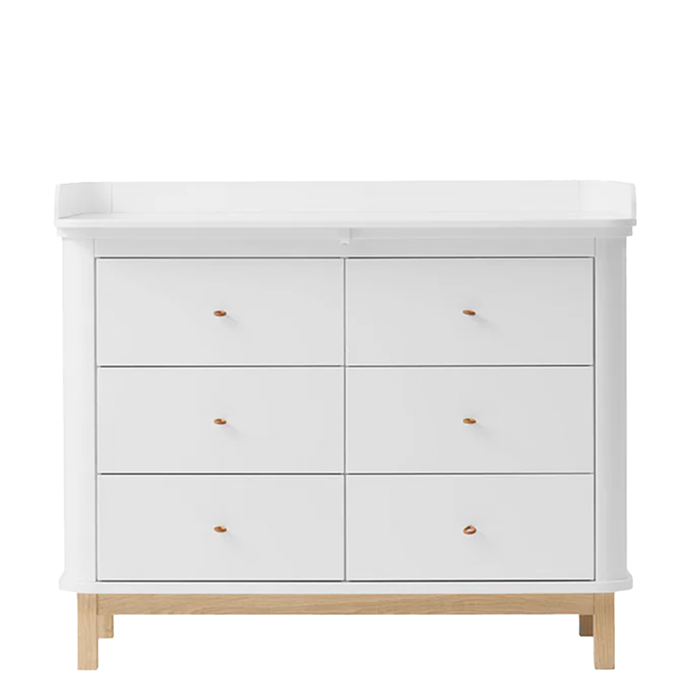 Oliver Furniture  Wood Wickelkommode 6 Schubladen mit Wickelplatte gross  Weiss/Eiche