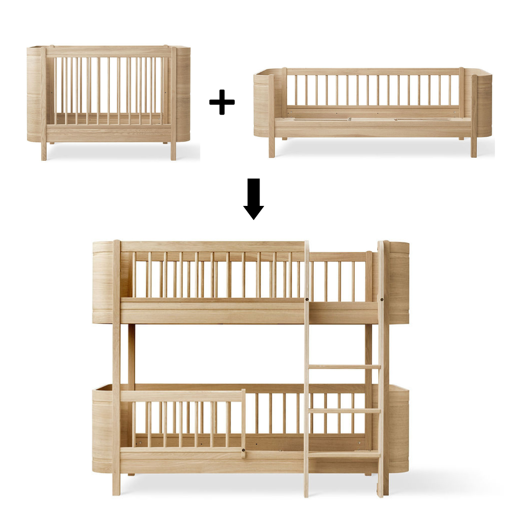 Oliver Furniture  Umbauset Wood Mini+ Basic und Geschwisterset zum halbhohen Etagenbett  Eiche