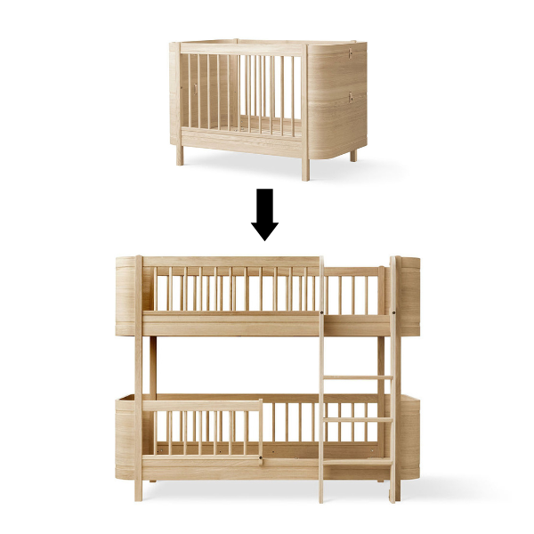 Oliver Furniture  Umbauset Wood Mini+ Basic zum halbhohen Etagenbett  Eiche