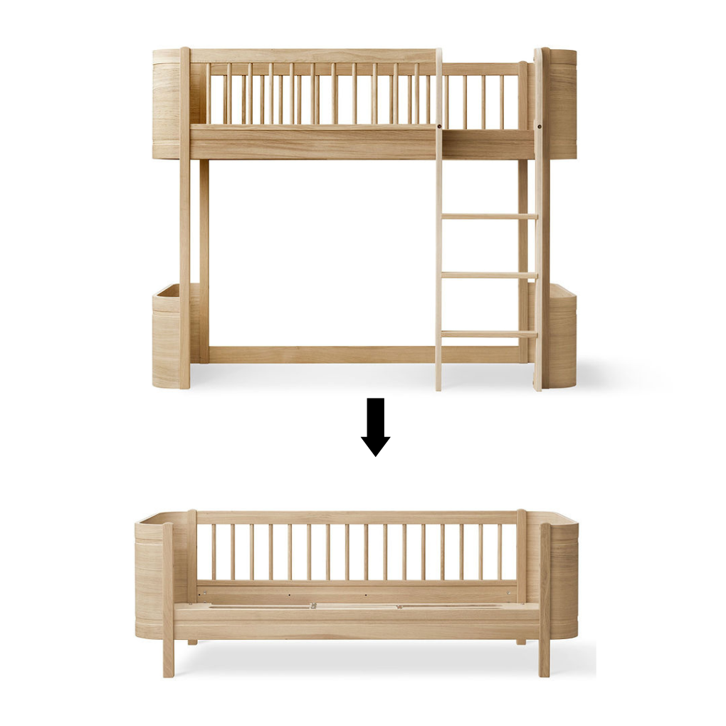Oliver Furniture Conversion Kit Wood Mini+ Mid-high Loft Bed to Junior Bed Oak