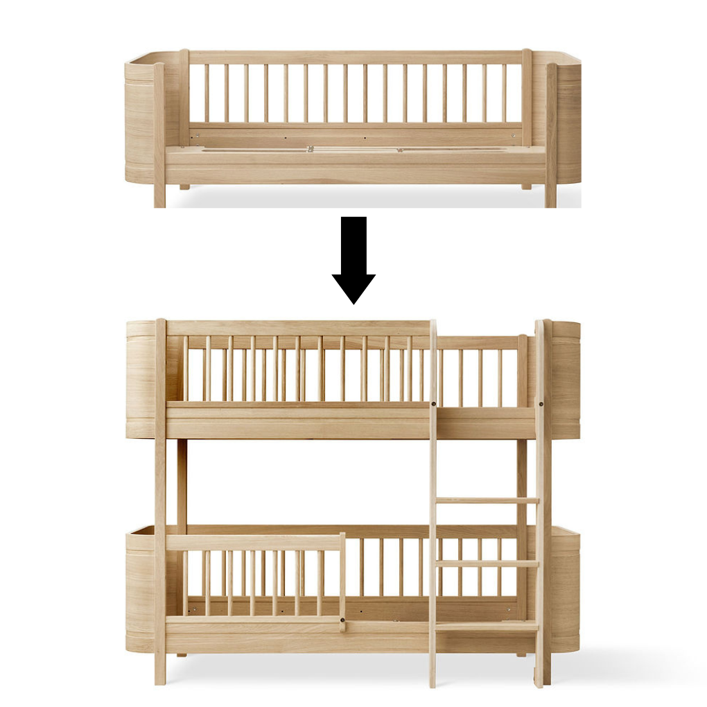 Oliver Furniture  Umbauset Wood  Mini+ Juniorbett zum halbhohen Etagenbett  Eiche
