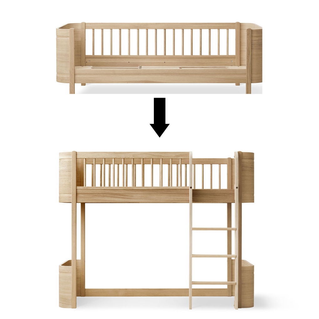 Oliver Furniture  Umbauset Wood  Mini+ Juniorbett zum halbhohen Hochbett  Eiche