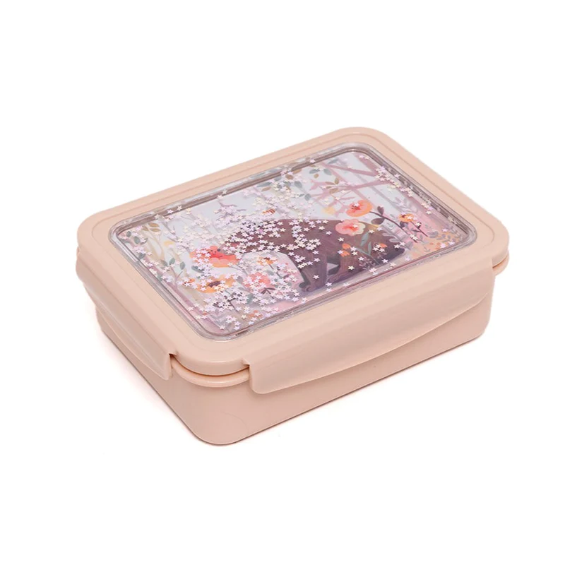 Lunchbox in Beige mit Bären-Print von Petit Monkey