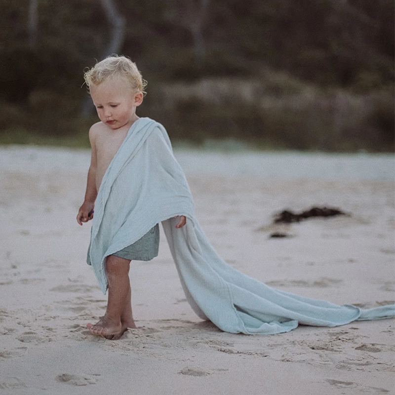 Petit Stellou Mulltuch Nooshi Blanket Seafoam