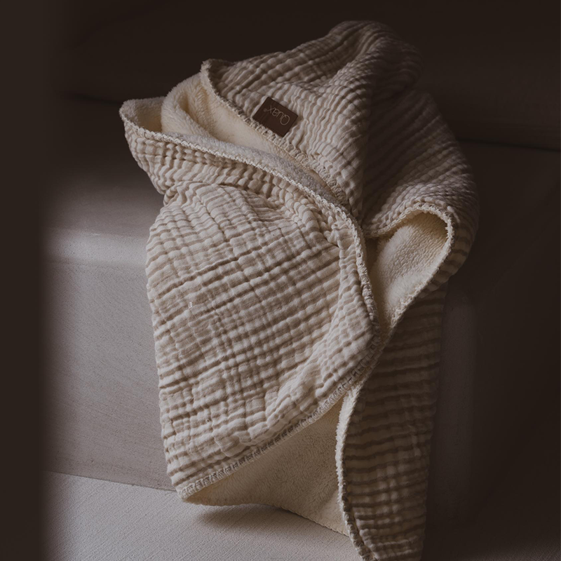 Quax Teddydecke für Neugeborene &#39;Natural Collection&#39; Stripes