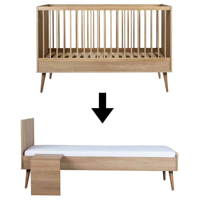 Quax Umbauset Babybett zum Juniorbett 70 x 170 &#39;Flow&#39; Honey Ash