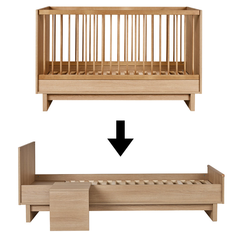 Quax Umbauset Babybett zum Juniorbett 70 x 170 &#39;Kyo&#39; Honey Ash