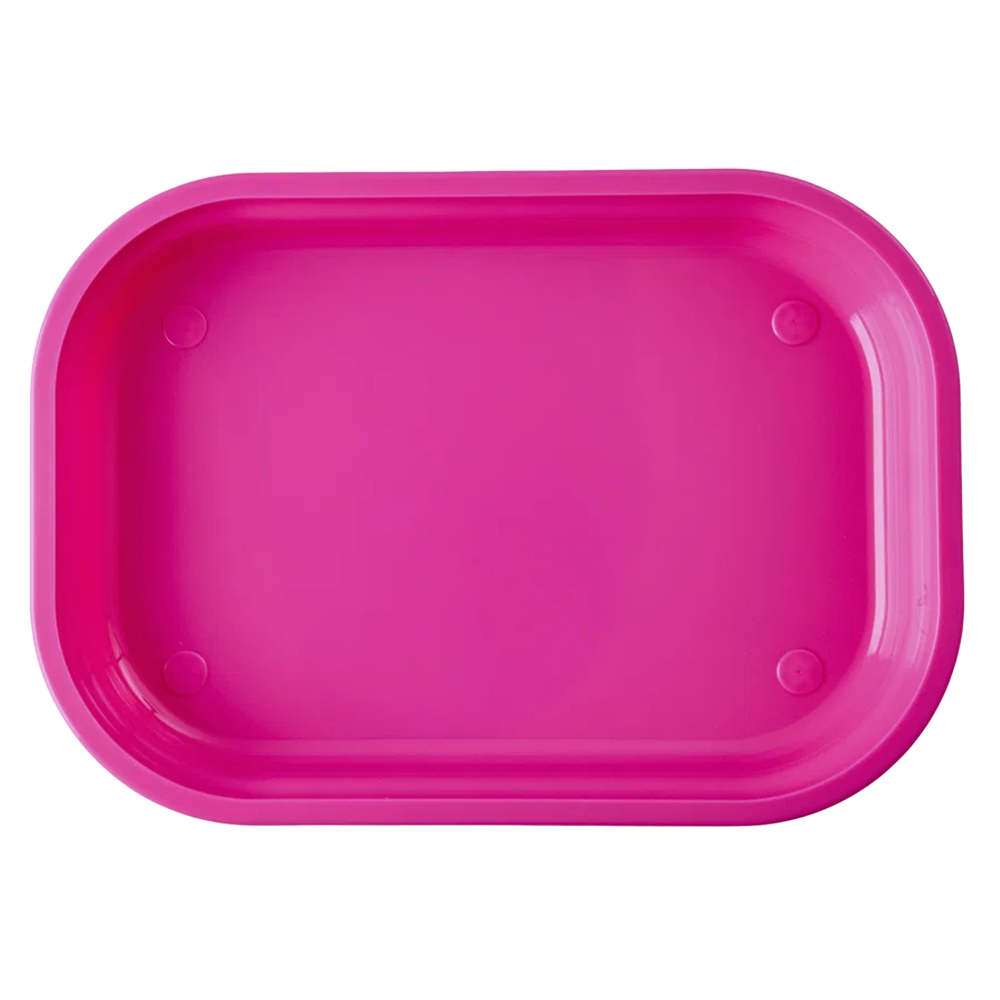 Rice Kinderteller aus Edelstahl mit 5 Fächer und Abdeckung 'Fun Fair' Messing/Pink