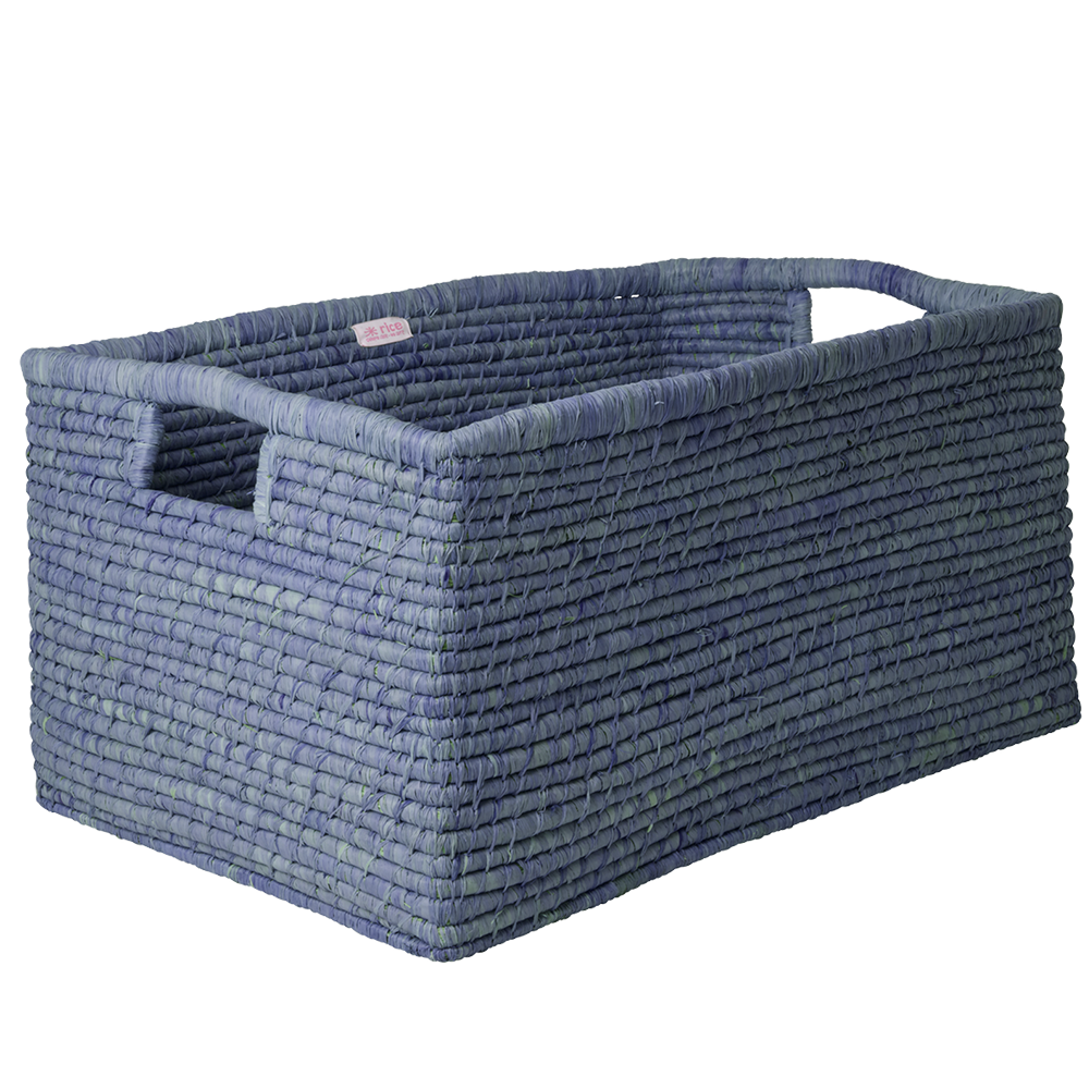 Rice rechteckiger Aufbewahrungskorb mit Griffen &#39;Raffia&#39; Extra Large Blue