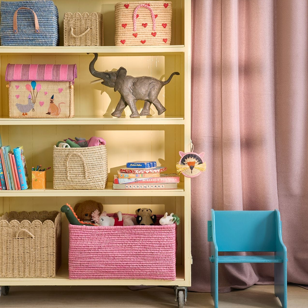 Rice rechteckiger Aufbewahrungskorb mit Griffen 'Raffia' Extra Large Pink - Online MY SNOWFLAKE