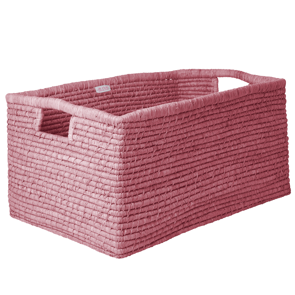 Rice rechteckiger Aufbewahrungskorb mit Griffen 'Raffia' Extra Large Pink - Online MY SNOWFLAKE