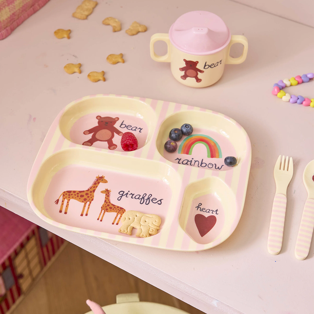 Rice Melamin Baby Geschirrset 'ABC' Pink