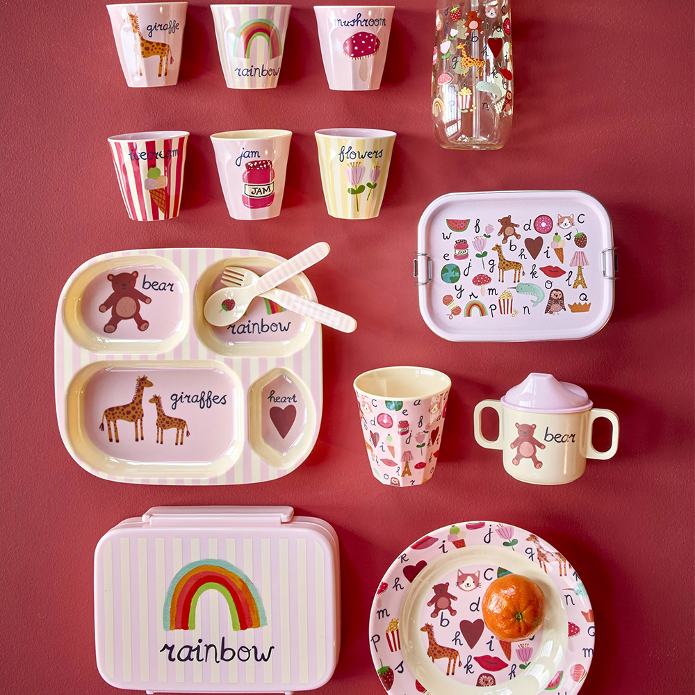 Rice Melamin Baby Geschirrset 'ABC' Pink