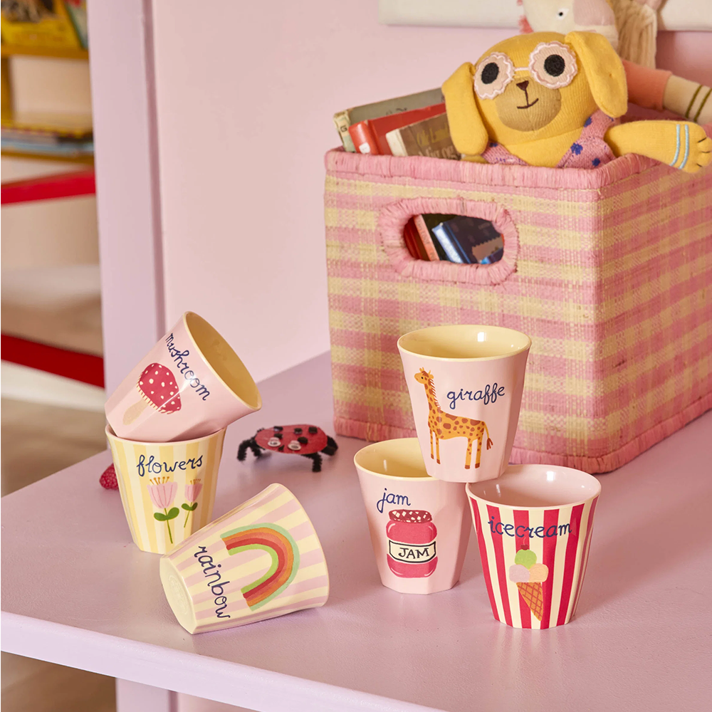 Rice Melamin Becher Klein 'ABC' Giraffe Print Pink
