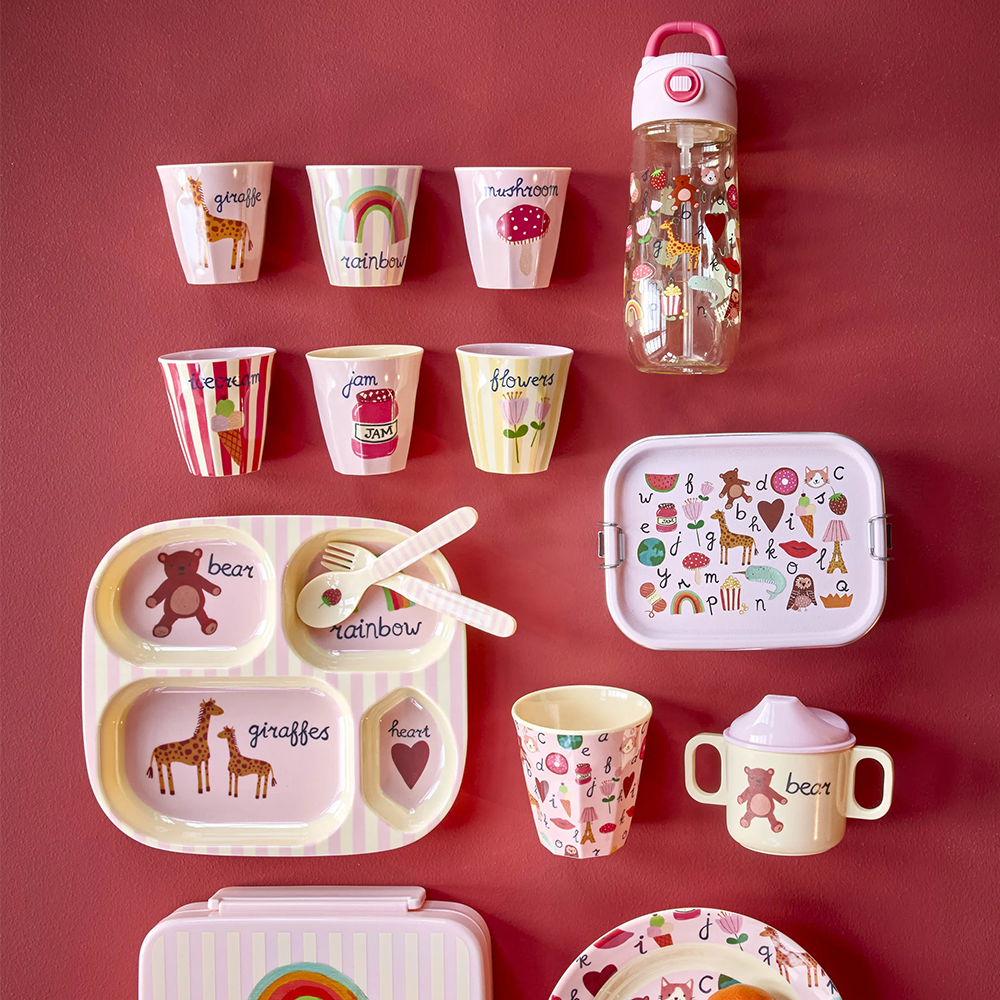 Rice Melamin Becher Klein 'ABC' Jam Print Pink