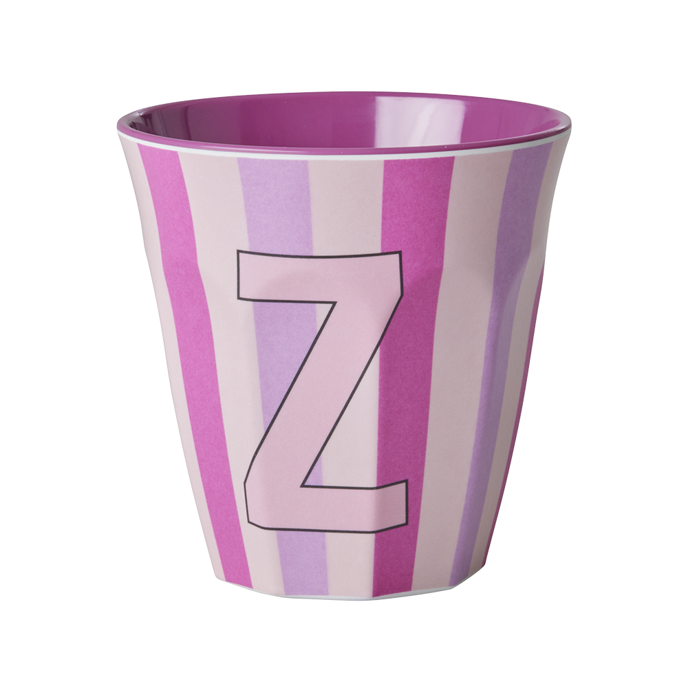 Rice  Melamin Becher Mittel 'Buchstabe Z' Multicolor Stripes Pink