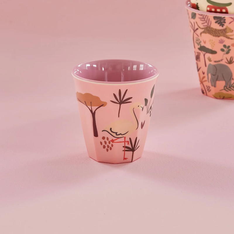 Rice  Melamin Becher Klein 'Pink Jungle Animal' Pink