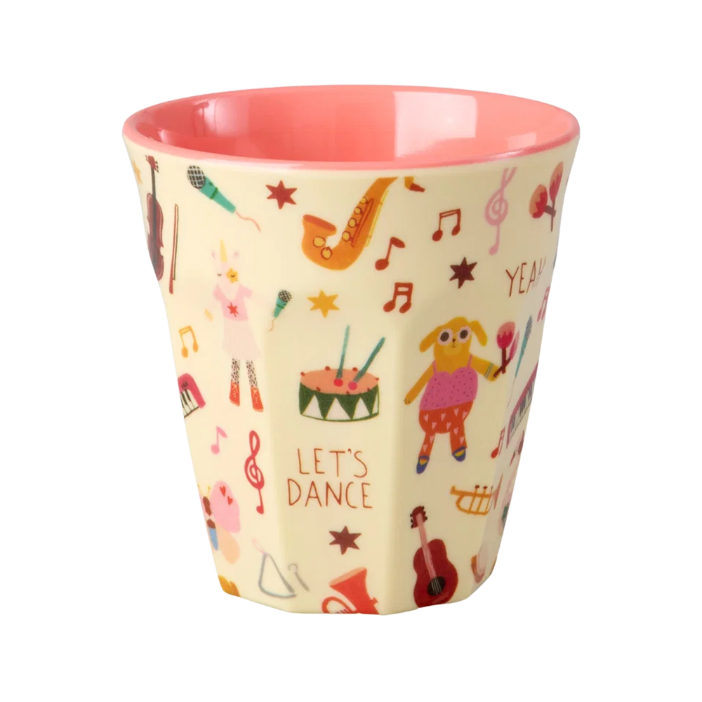 Rice  Melamin Becher Mittel 'Music Band' Pink