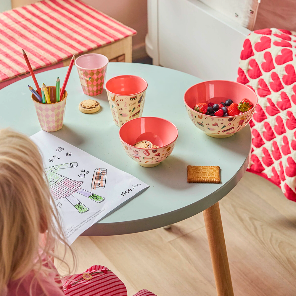 Rice  Melamin Becher Mittel 'Music Band' Pink