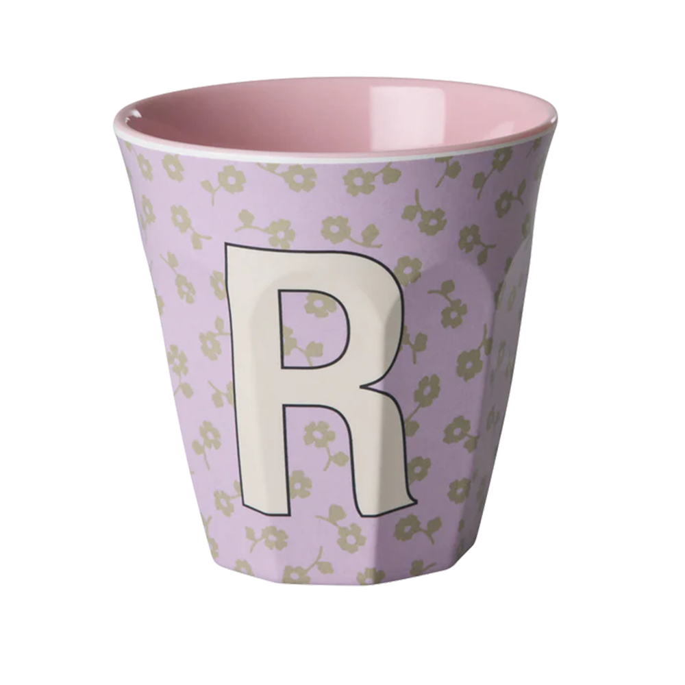 Rice  Melamin Becher Mittel 'Buchstabe R' Flowers Soft Purple - Online MY SNOWFLAKE