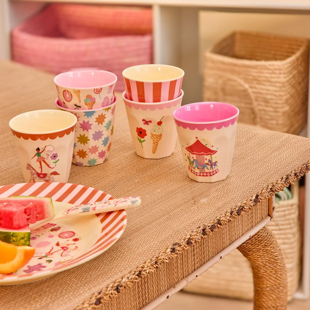 Rice Melamin Becher 6er-Set Klein &#39;Fun Fair&#39; Pink