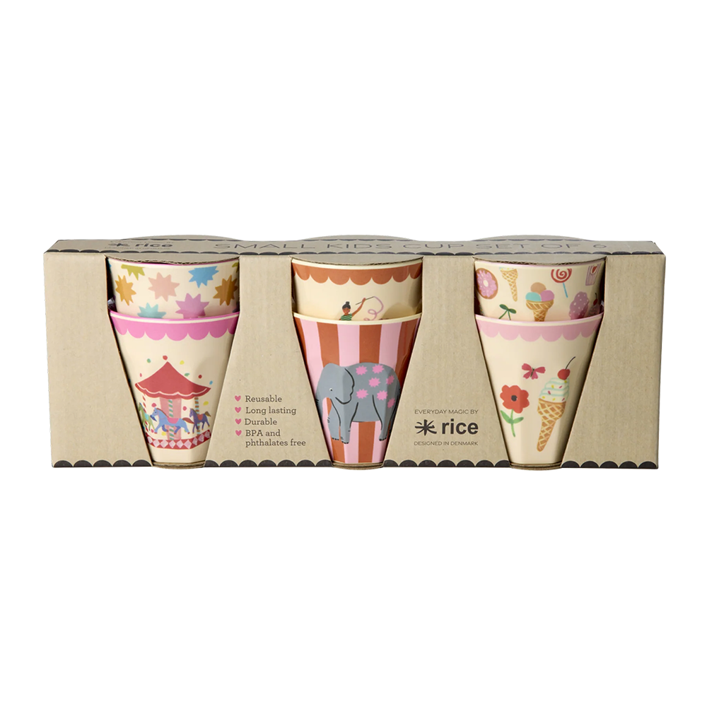Rice Melamin Becher 6er-Set Klein &#39;Fun Fair&#39; Pink