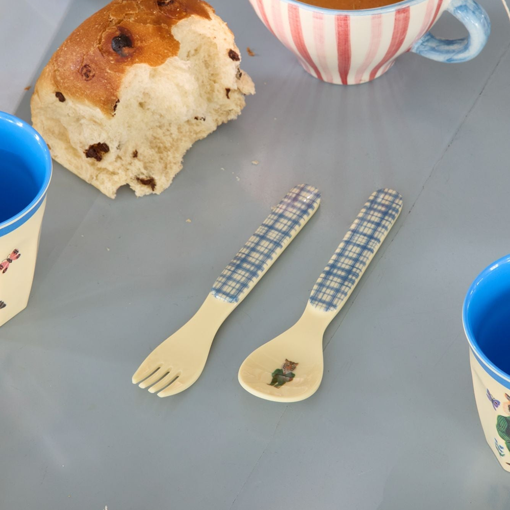 Rice Löffel und Gabel &#39;Nathalie Lété Print&#39; Blue