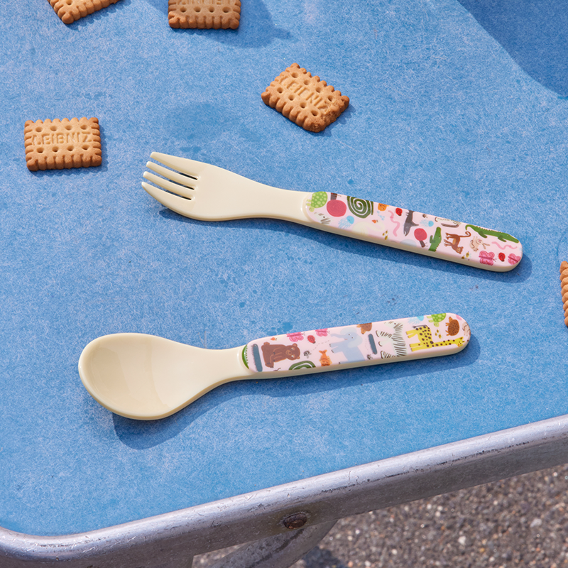 Rice Löffel und Gabel &#39;Wildlife&#39; Pink