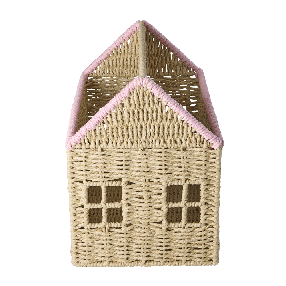 Rice Aufbewahrungskorb für Bücher 'House' Pink