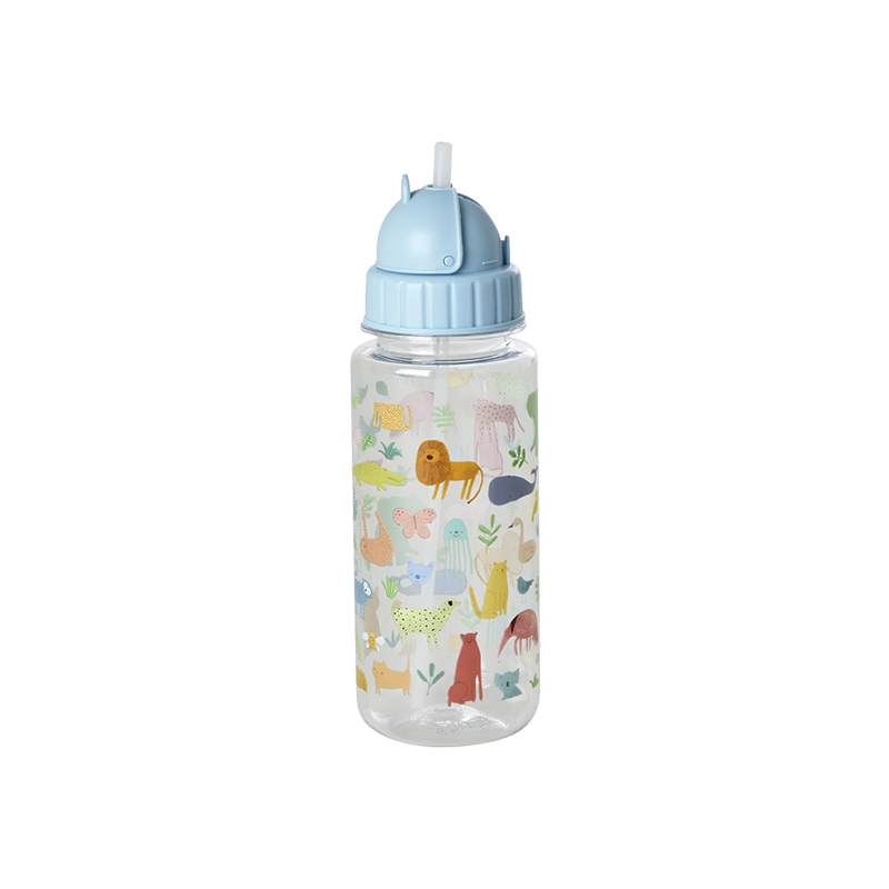 Rice Kindertrinkflasche mit Strohhalm &#39;Sweet Jungle&quot; in Mint. 