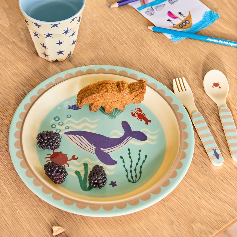 Rice  Melamin Kinderteller 'Ocean' Blue