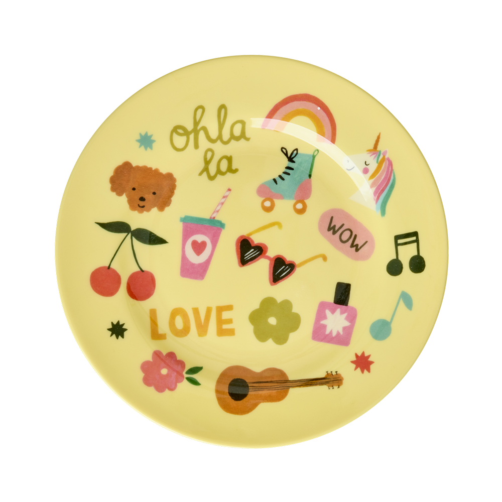 Rice Melamine Kids Plate Unicorn Love