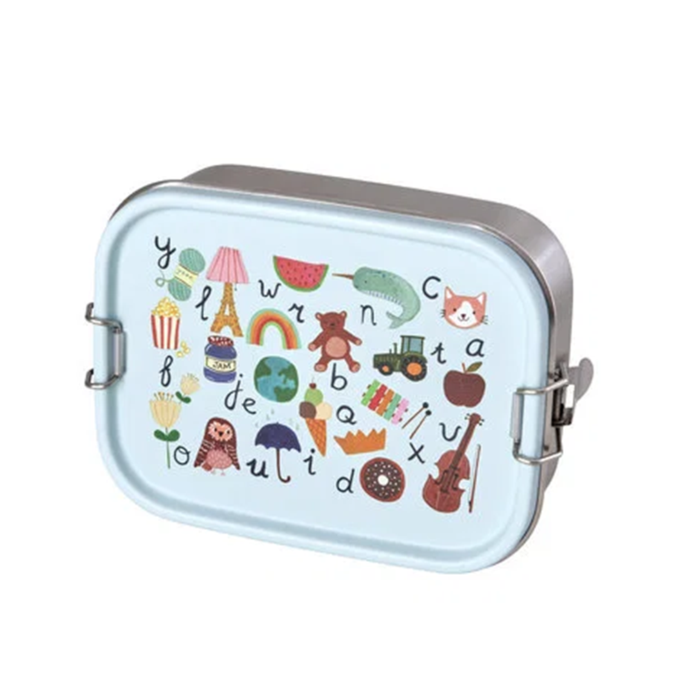 Rice  Kinder Lunchbox mit herausnehmbarer Unterteilung 'ABC' Blue
