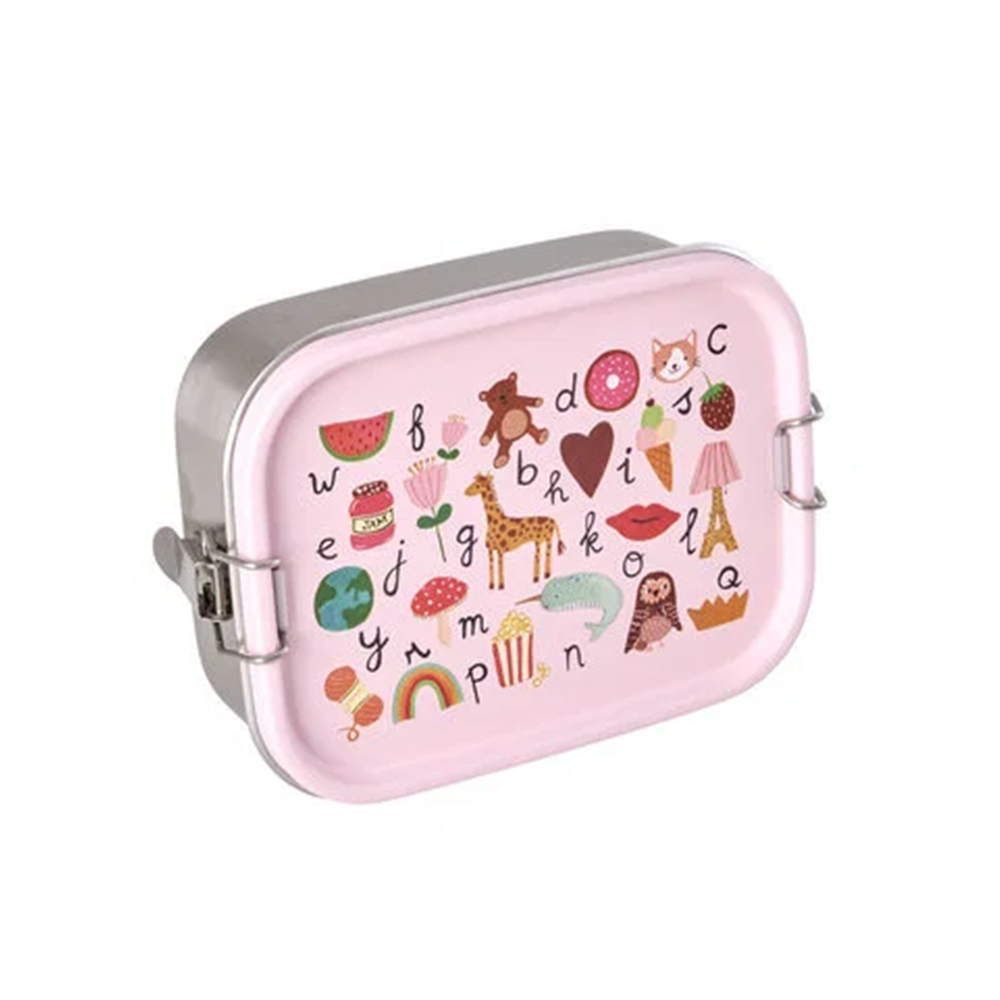 Rice  Kinder Lunchbox mit herausnehmbarer Unterteilung 'ABC' Pink