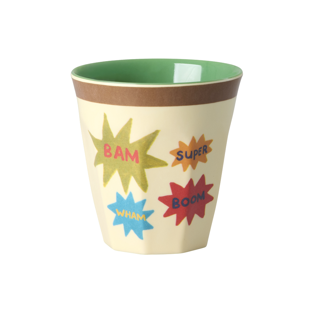 Rice Melamine Small Cup 'Hero' Brown Border