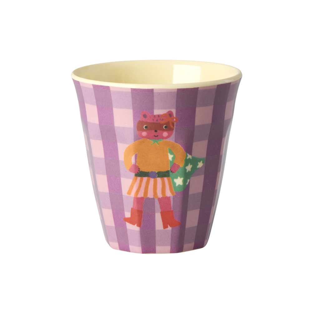 Rice Melamin Becher Klein 'Hero' Purple Checkers