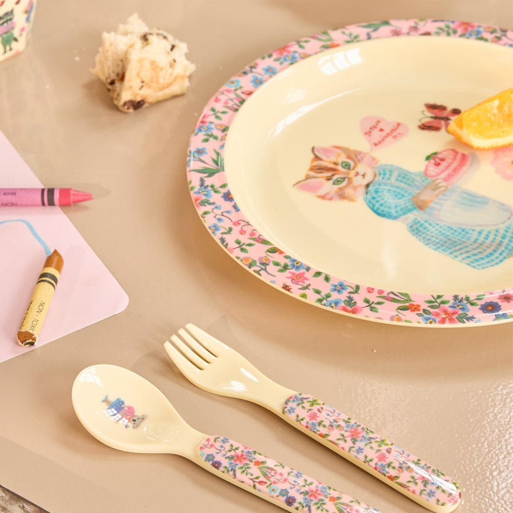Rice Löffel und Gabel &#39;Nathalie Lété Print&#39; Pink