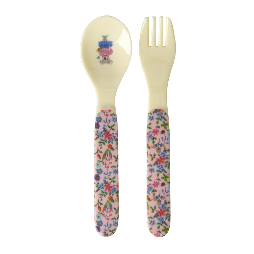Rice Löffel und Gabel &#39;Nathalie Lété Print&#39; Pink