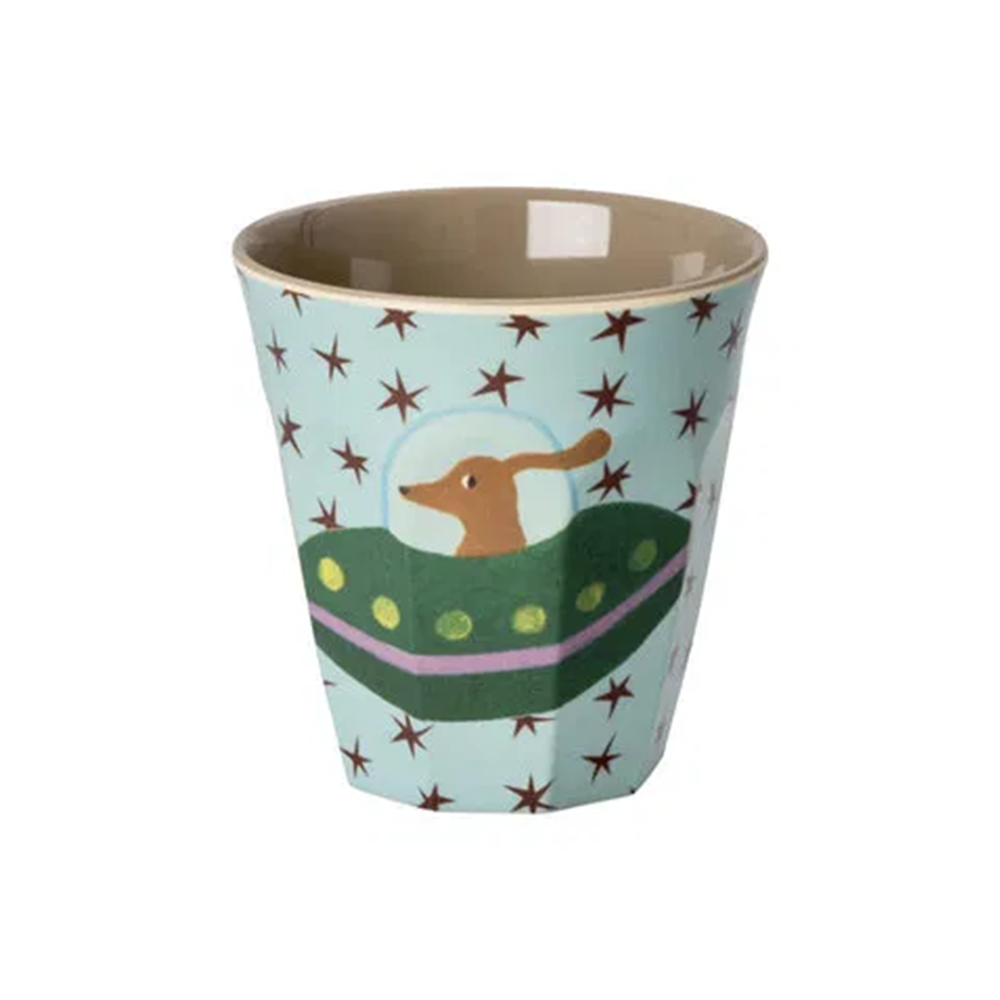 Rice gobelet mélamine petit 'Dogs in Space' Dog in Green Spaceship