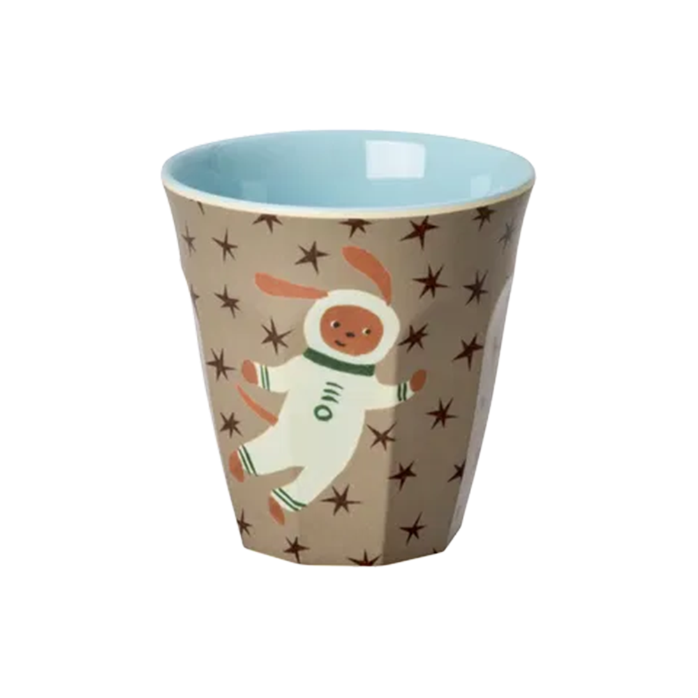 Gobelet en mélamine Rice petit « Dogs in Space » chien astronaute en bleu doux