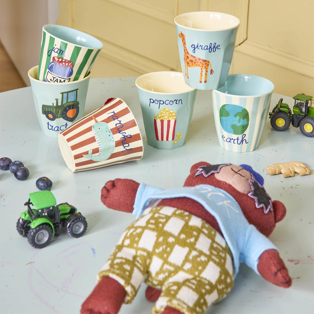 Rice Melamin Becher Klein 'ABC' Tractor Print